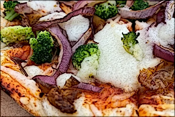 Pizza mit veganem Schmelz